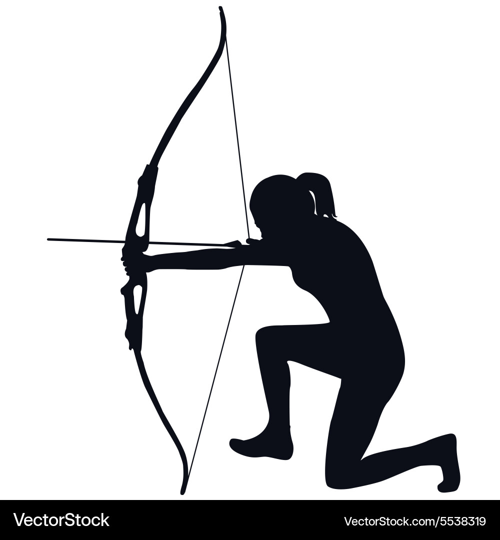 Female Archer Silhouette Vector Image