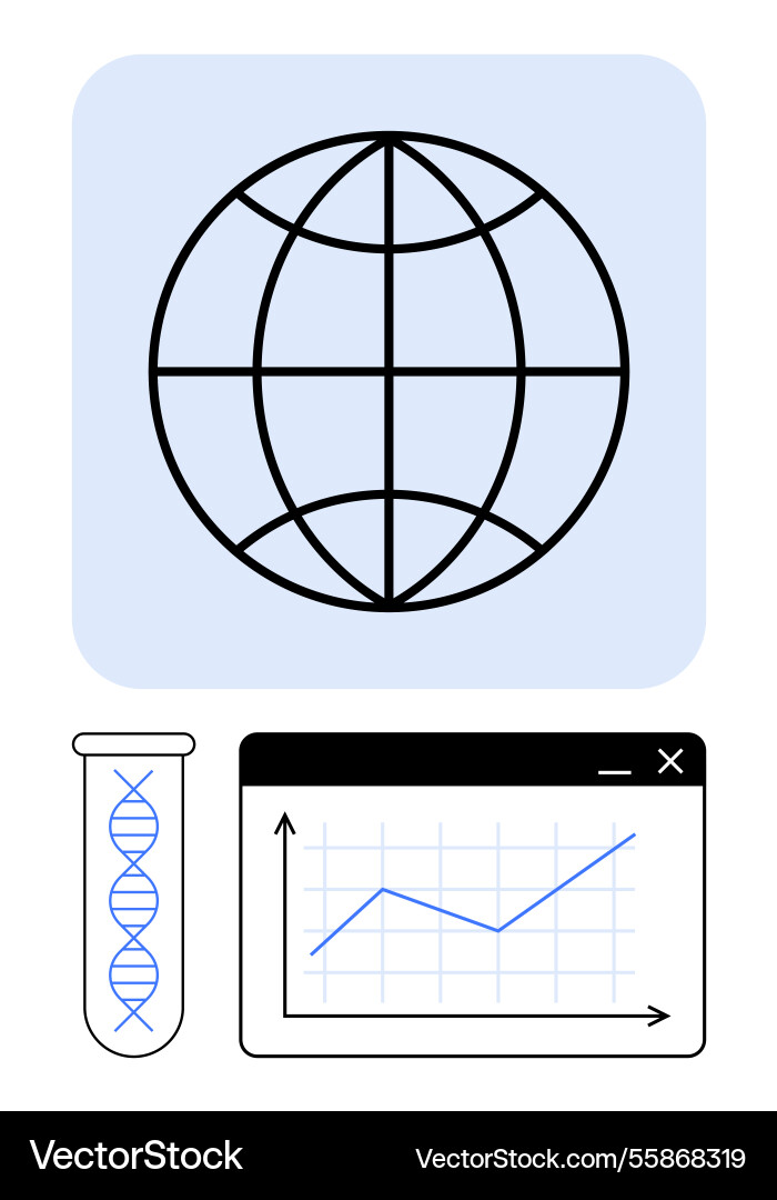 Global science and data analysis concept with dna Global science and data analysis concept with dna vector image