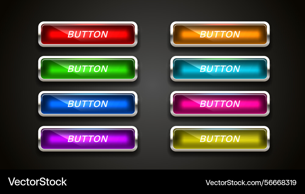 Light button frame label event web bar buttons Light button frame label event web bar buttons vector image