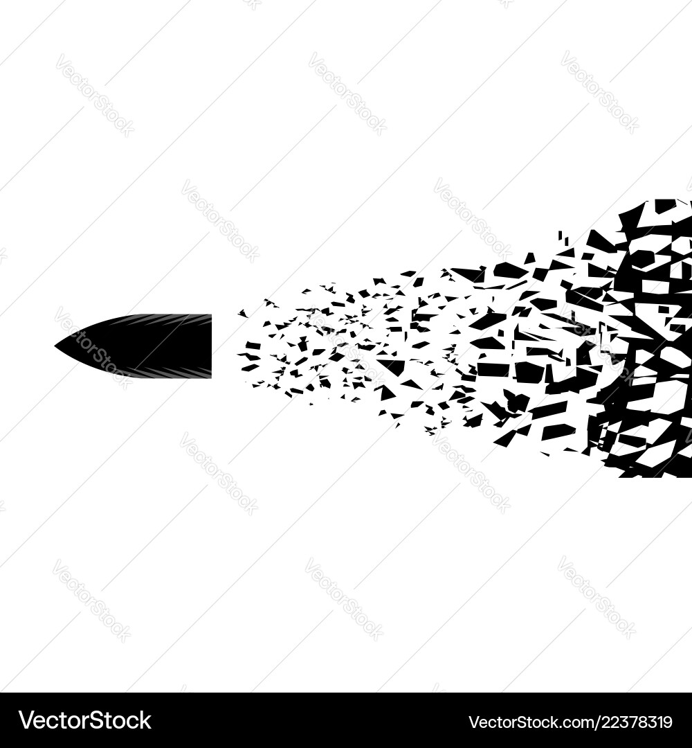 Metal Bullet with Particle Explosion Vector Image