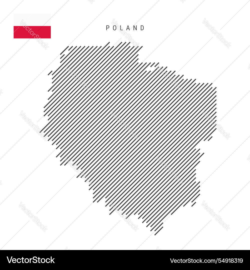 Poland map from pattern of black slanted parallel Vector Image