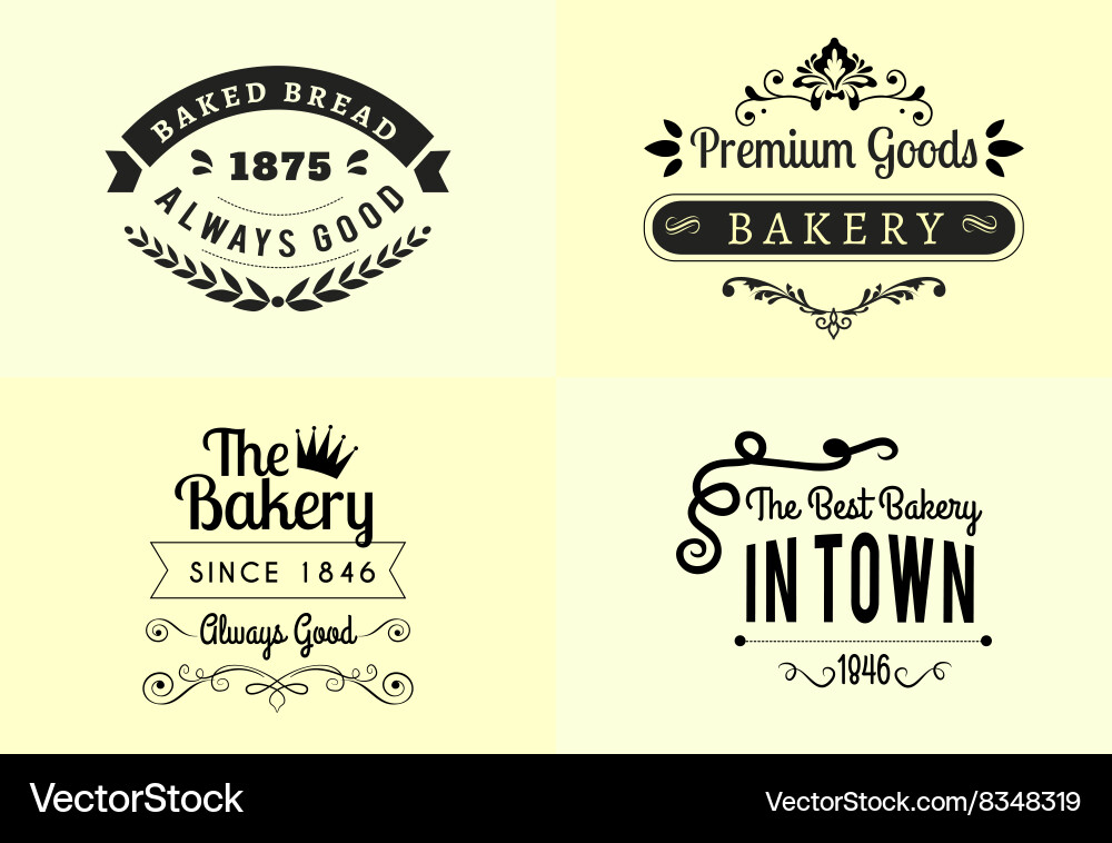 Typography bakery badge design set