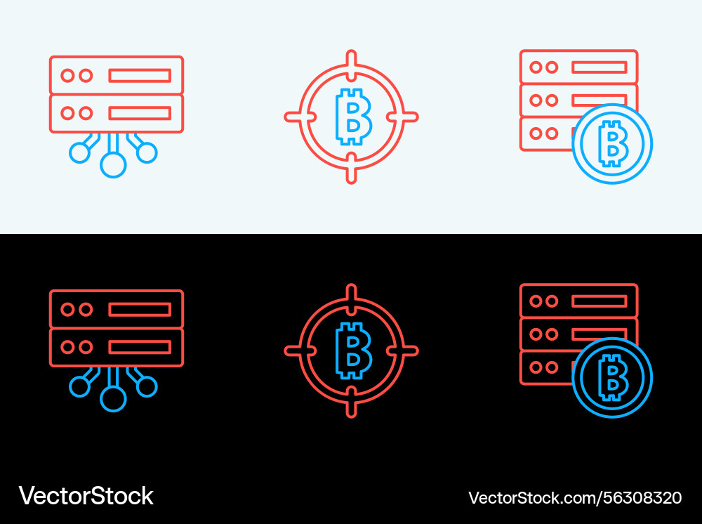 Bitcoin Server & Target Icons Vector Image