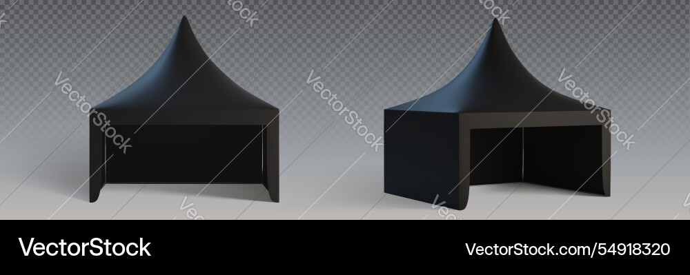 Black tent booth mockup collection Black tent booth mockup collection vector image