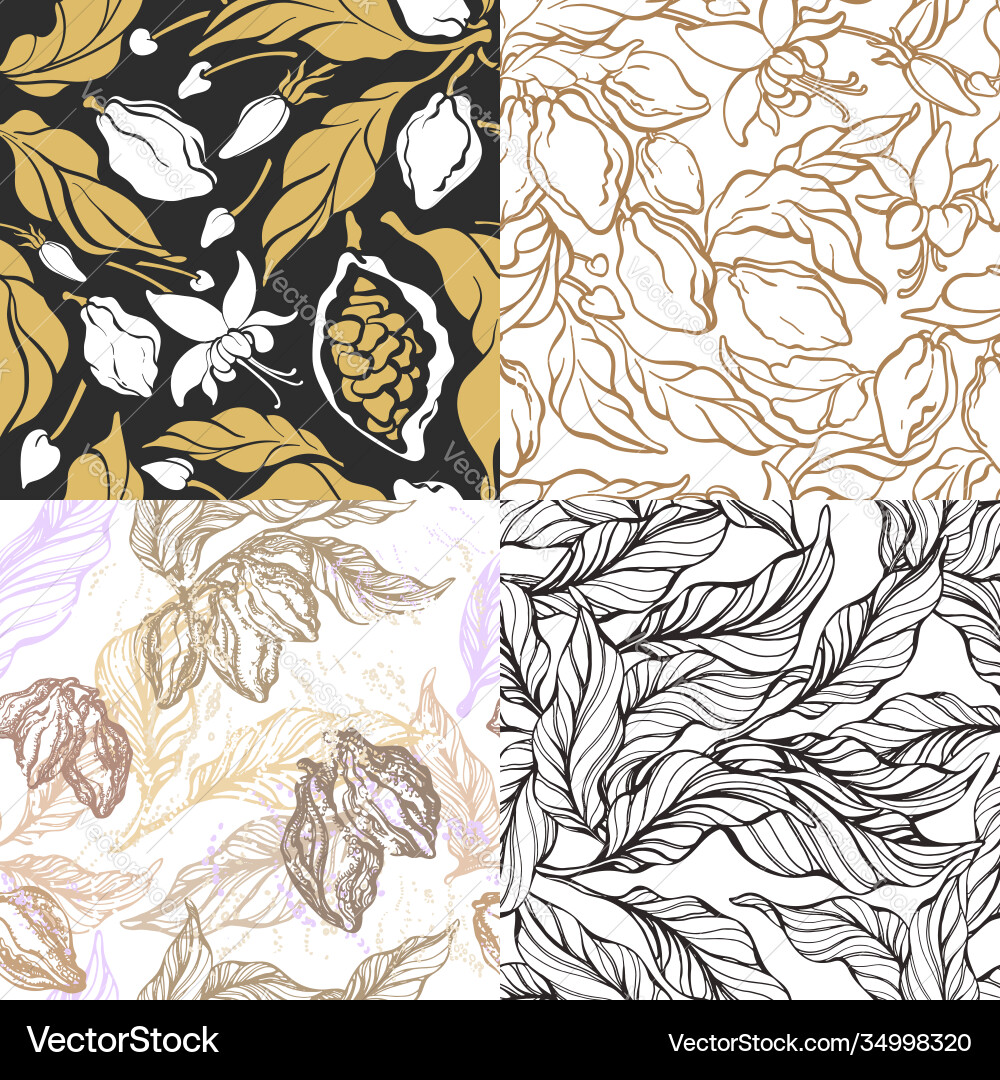Cacao Bean Branch Pattern vector image