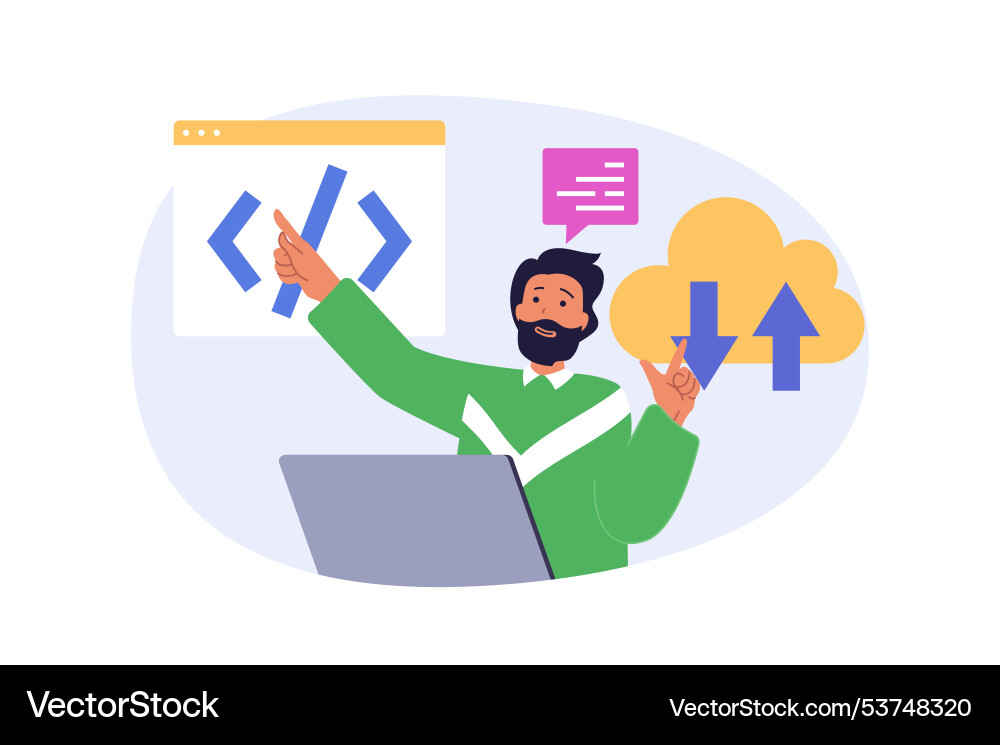 Cloud computing concept in modern flat design Cloud computing concept in modern flat design vector image