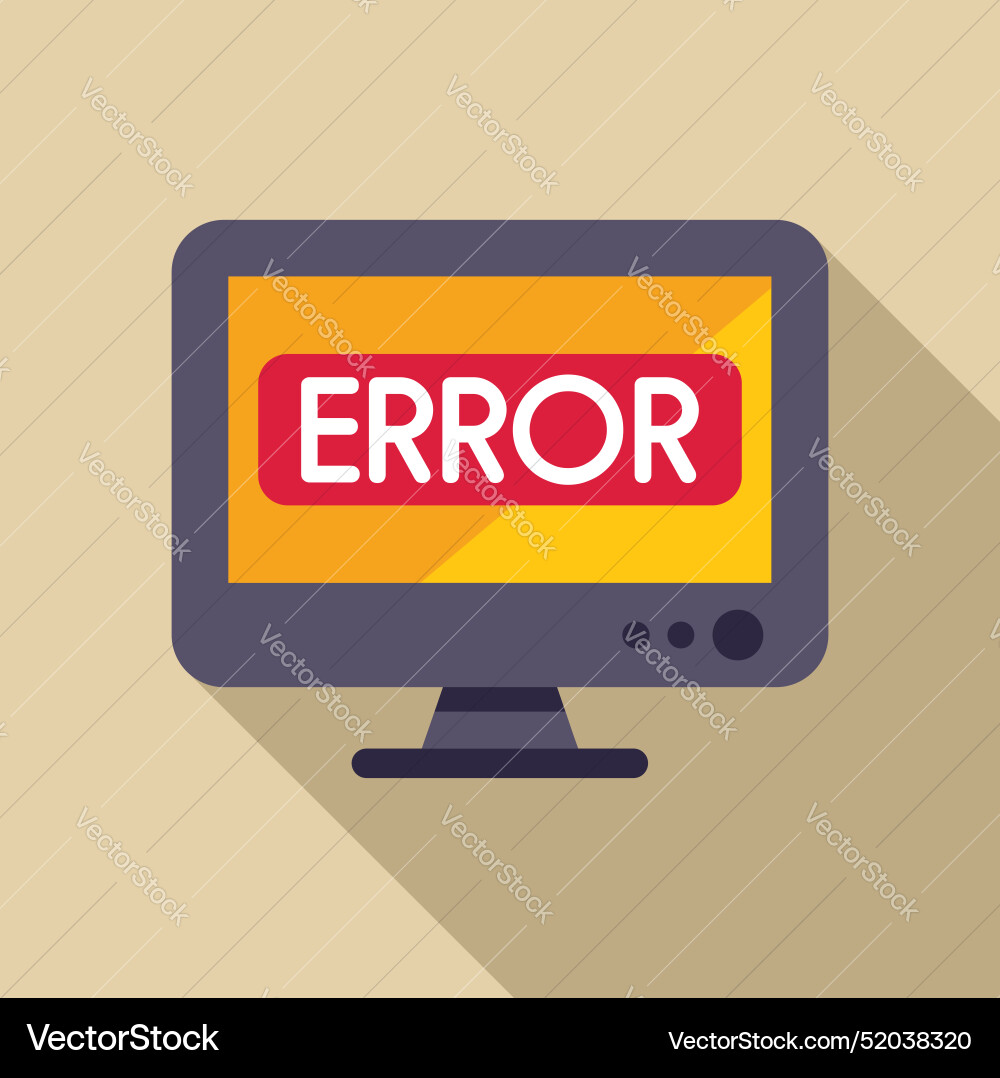 Computer monitor displaying error message Computer monitor displaying error message vector image