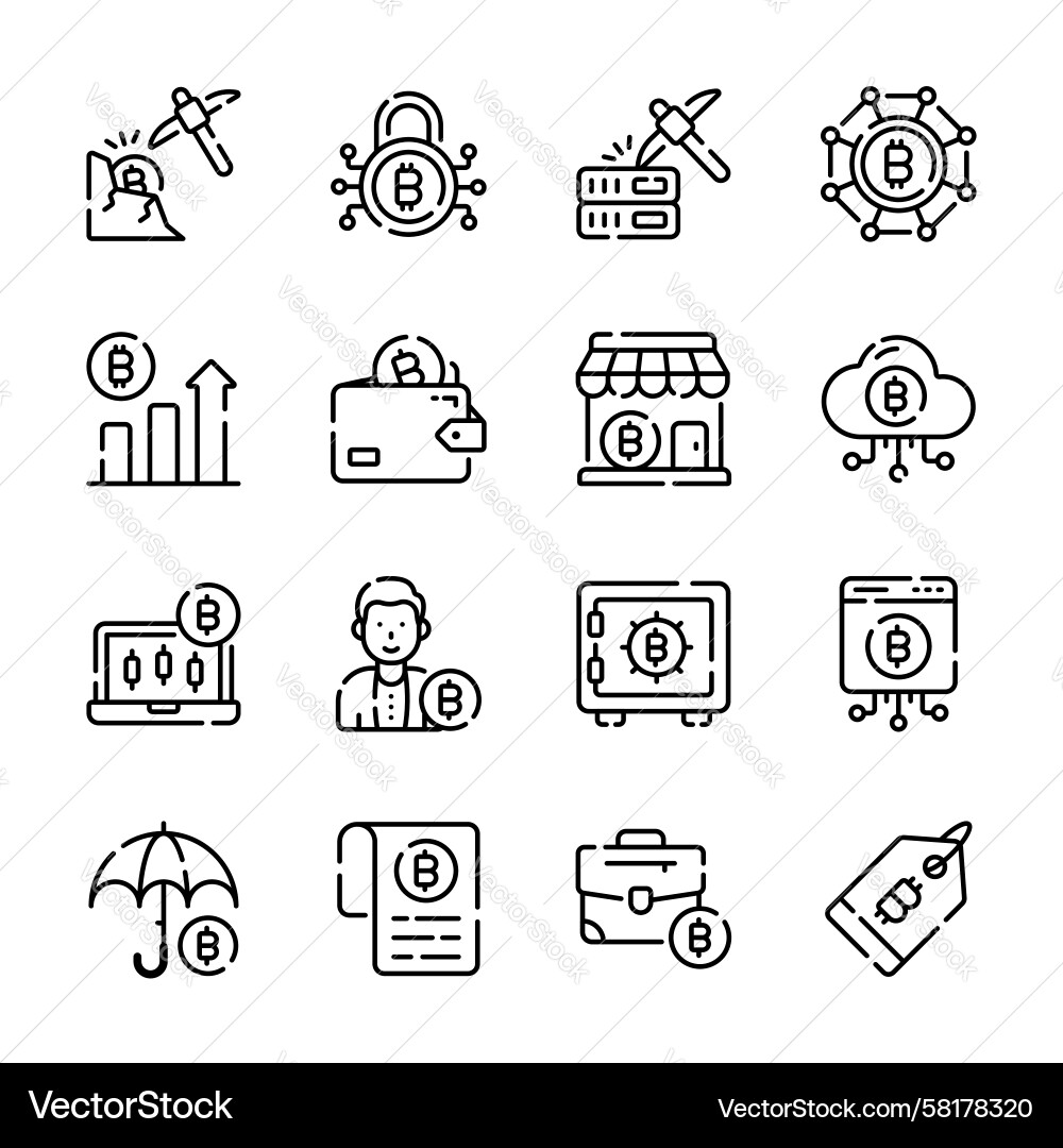 Crypto & Blockchain Icon Set Vector Image