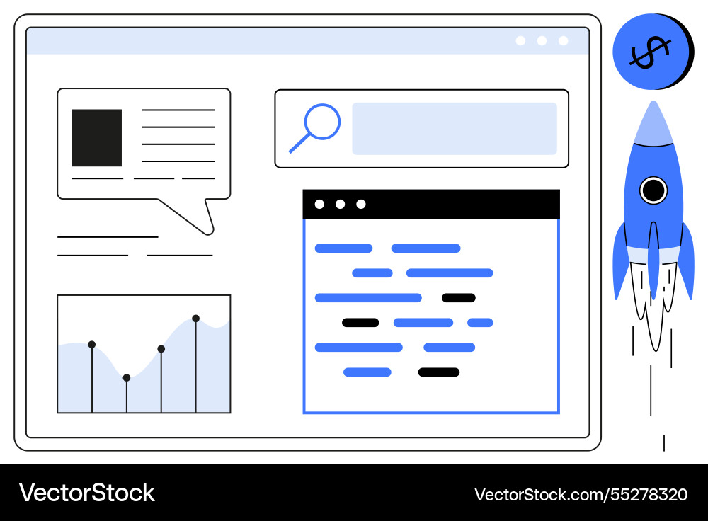 Digital growth concept with search and analytics Digital growth concept with search and analytics vector image