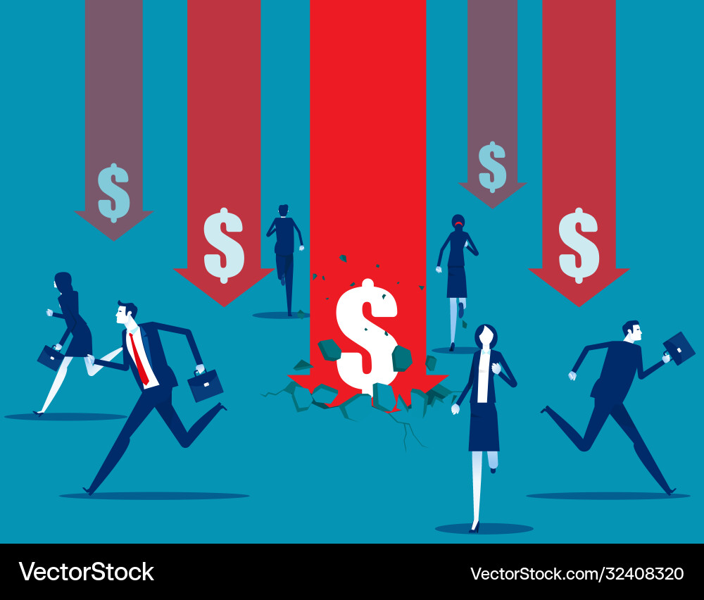 Financial reduction dollar down concept arrow Vector Image