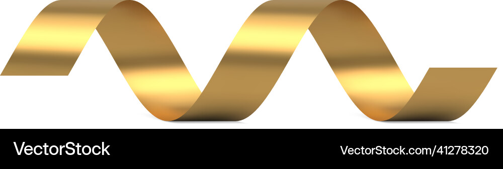 Golden curved metallic glossy ribbon swirl Golden curved metallic glossy ribbon swirl vector image