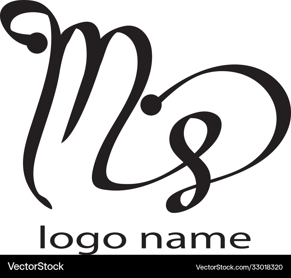 Initials ms logo simple curved line black design Vector Image