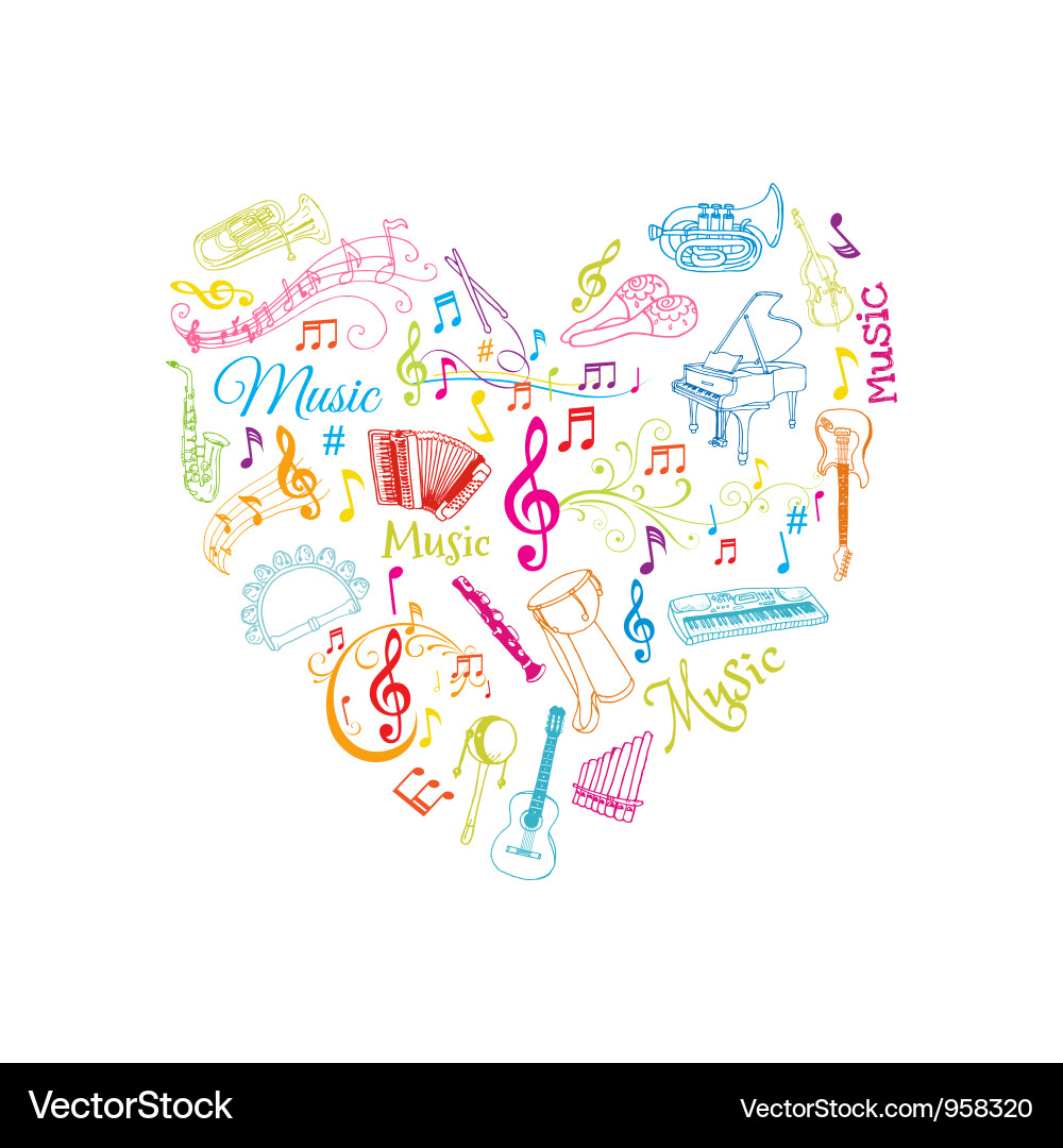 Musical Notes and Instruments Collection vector image
