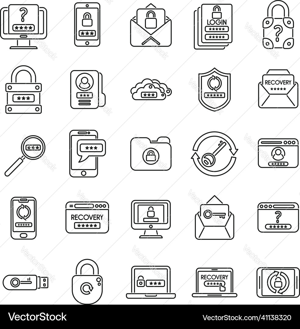 Password recovery icon outline computer Password recovery icon outline computer vector image