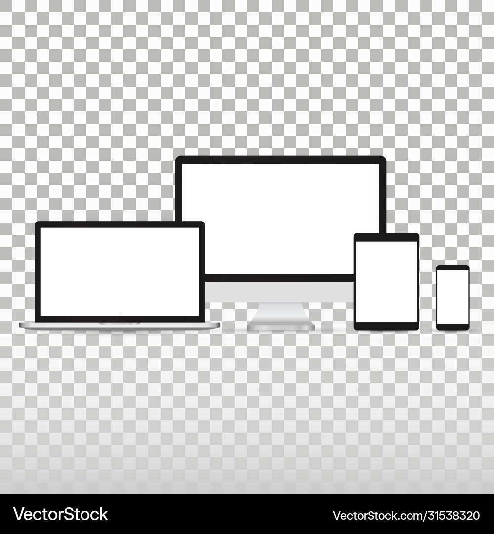 Realistic device flat icons computer smartphone Realistic device flat icons computer smartphone vector image