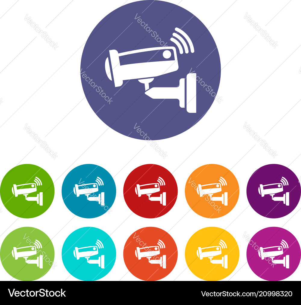 Security camera icons set color Security camera icons set color Vector Image