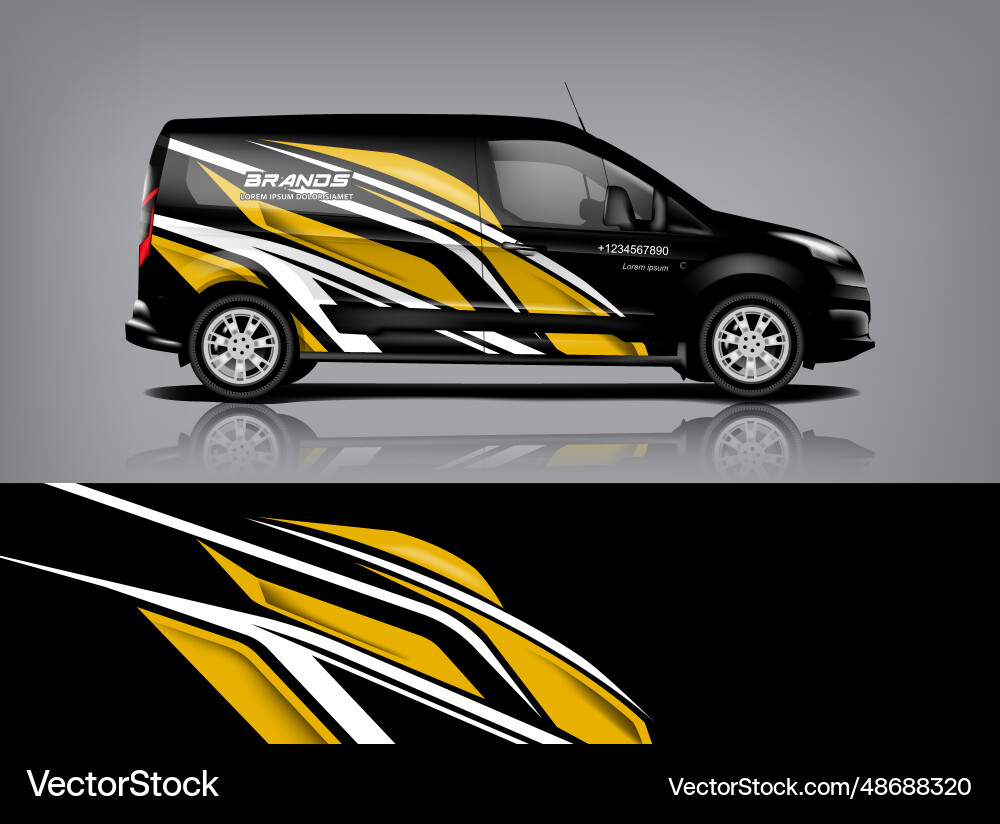 Van wrap design sticker and decal Van wrap design sticker and decal vector image