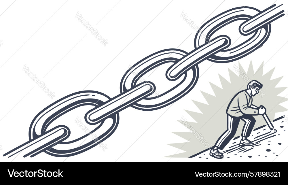 Broken chain link with explosive energy design Vector Image
