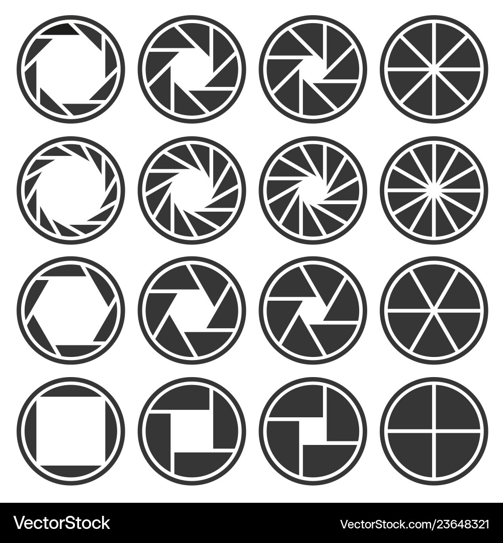 Camera Aperture Icons - Focus & Shutter vector image