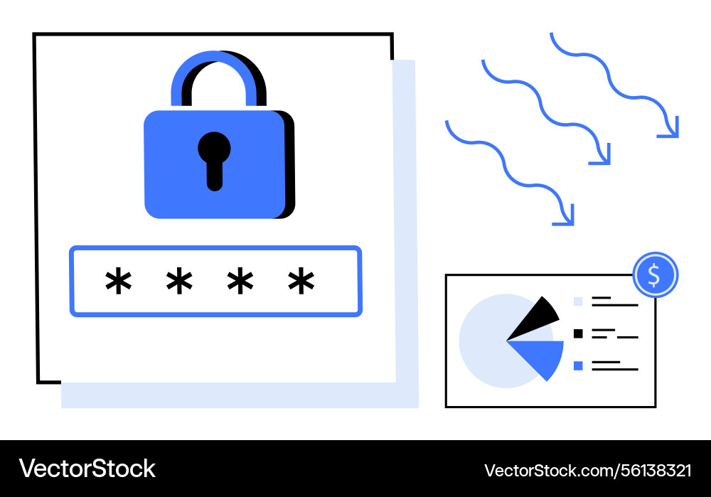 Data security with password lock and analytics Data security with password lock and analytics vector image