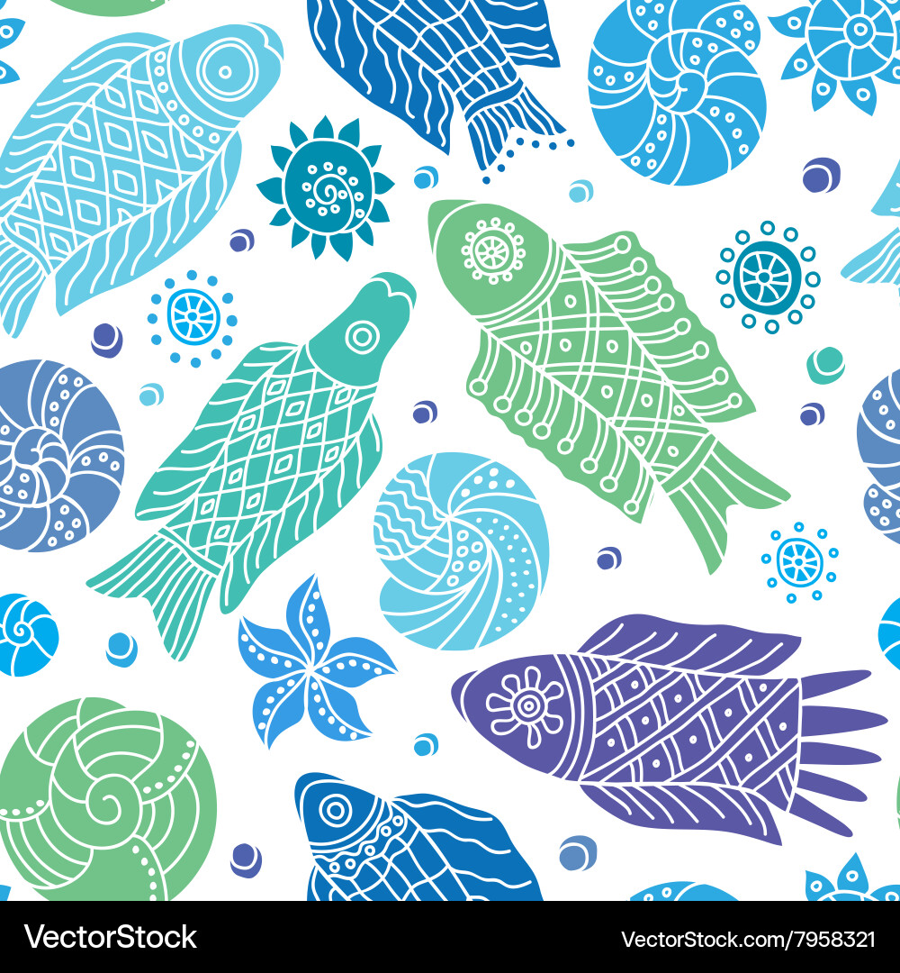 Decorative seamless background pattern with fishes Vector Image