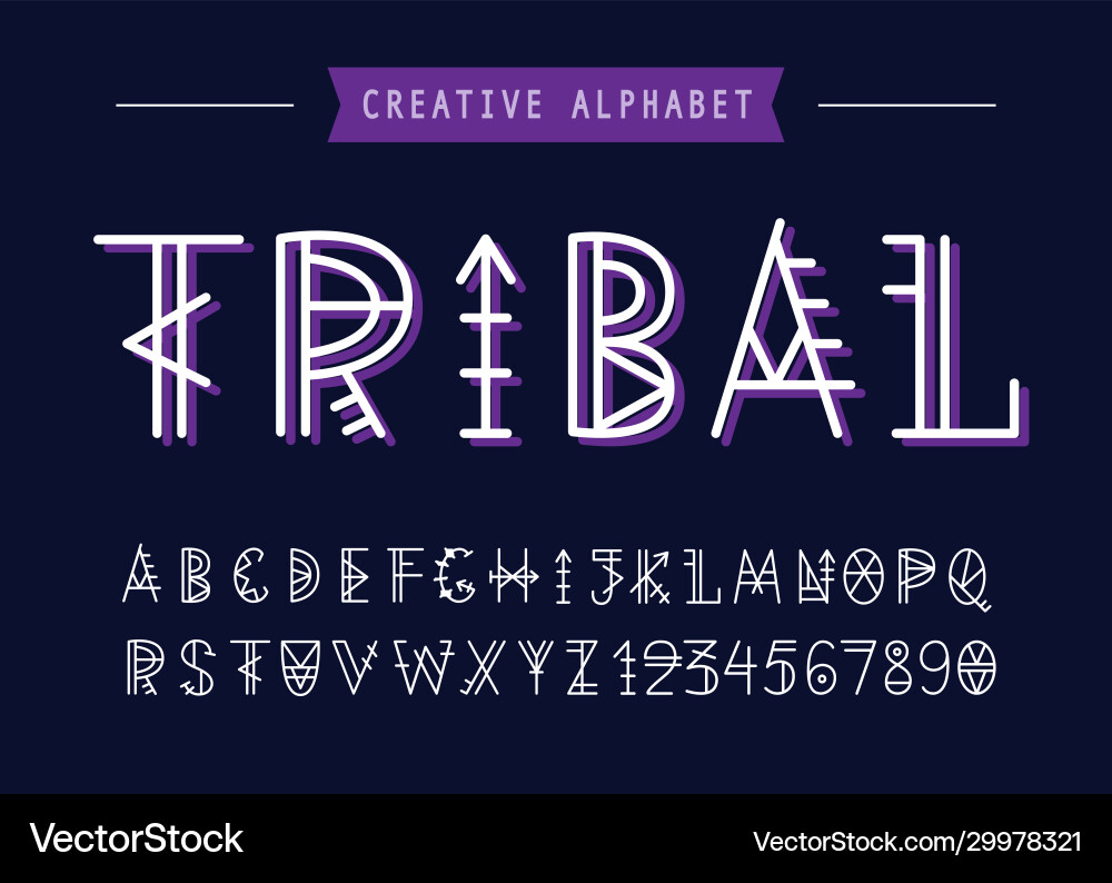 Geometric tribal font english alphabet Geometric tribal font english alphabet vektorbild