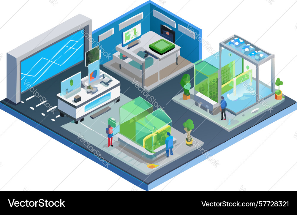 Isometric data server room network infrastructure vector image