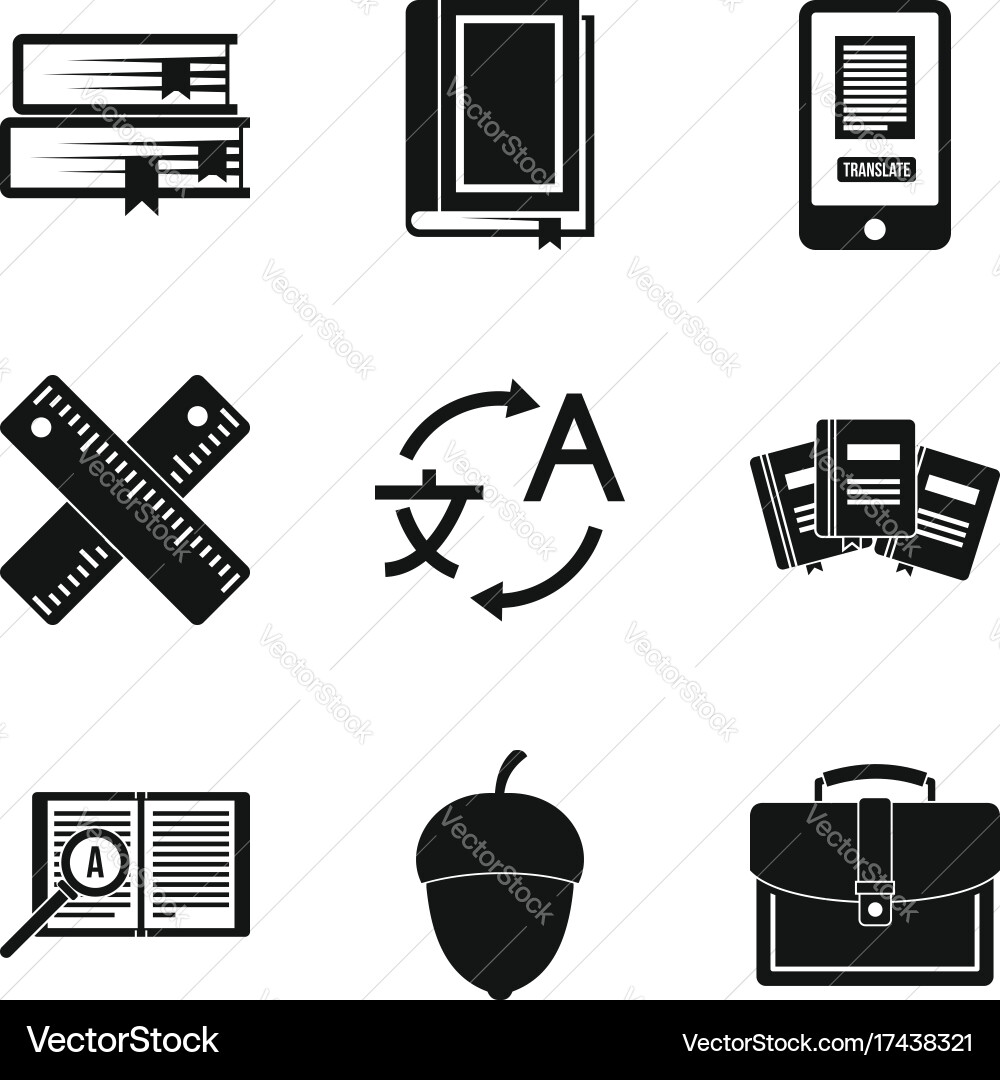 Learning languages icons set simple style vector image