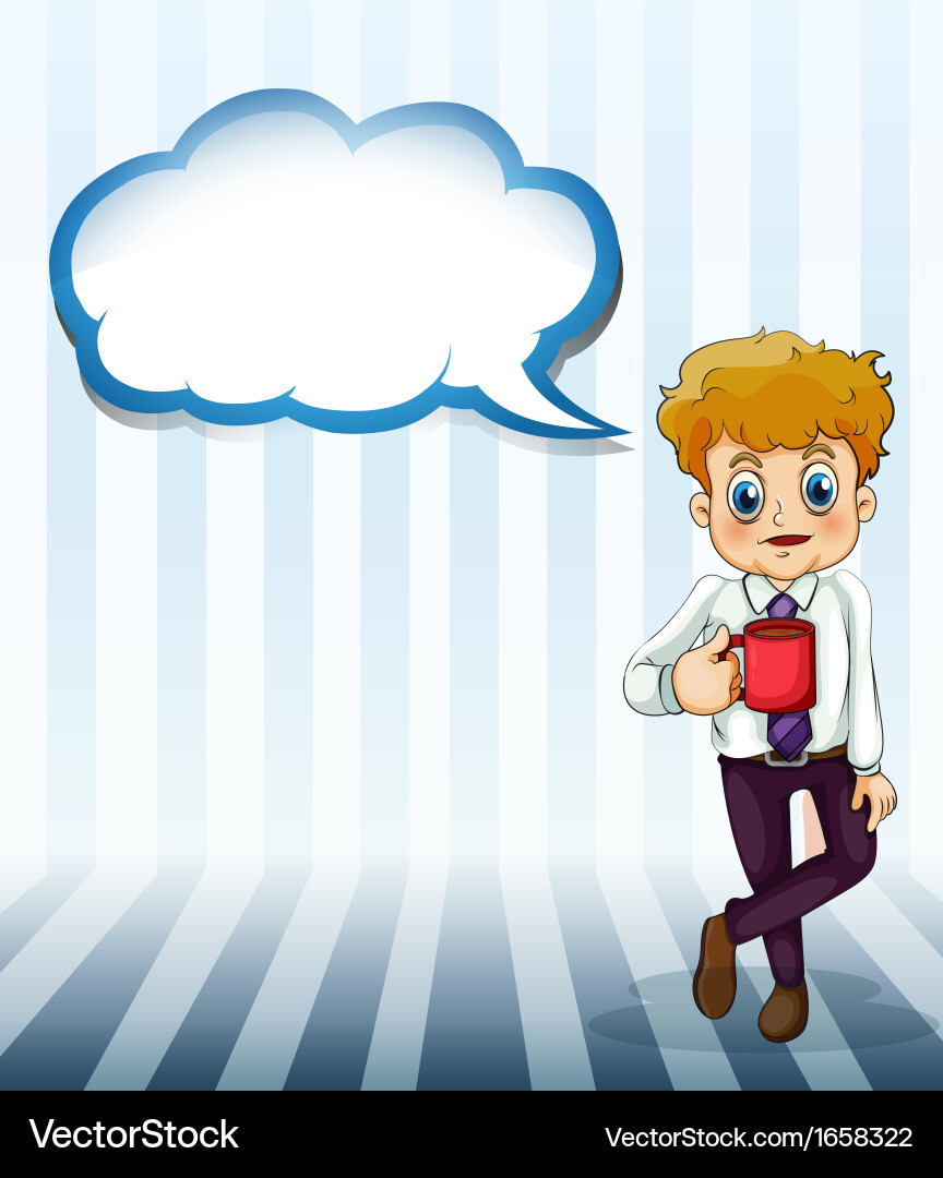 A man drinking coffee with an empty callout Vector Image
