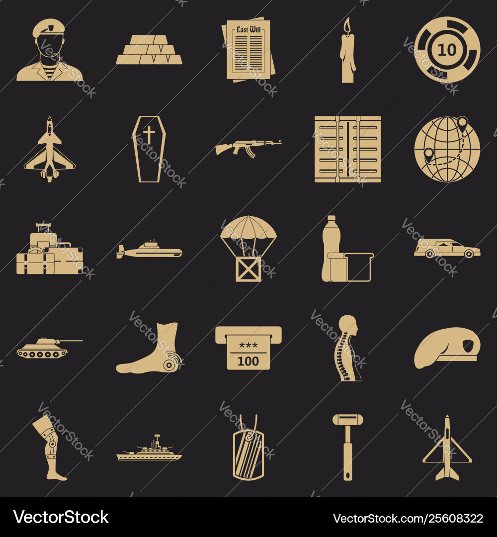 Consequence war icons set simple style Consequence war icons set simple style vector image