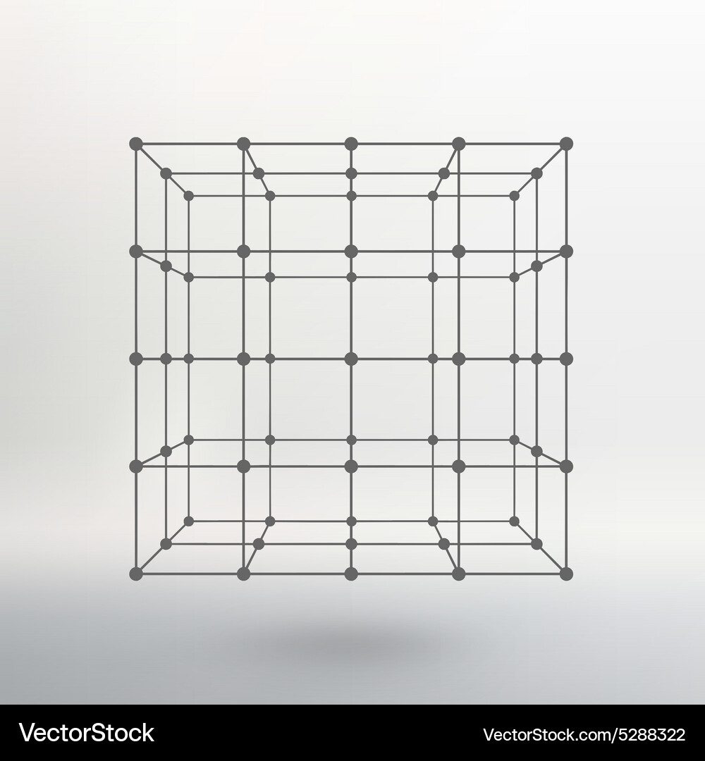 Cube of lines and dots Vector Image