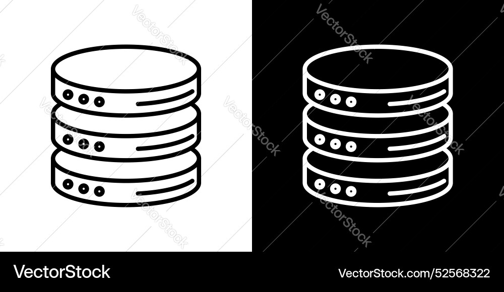 Cylinder database icon set on white background Cylinder database icon set on white background vector image