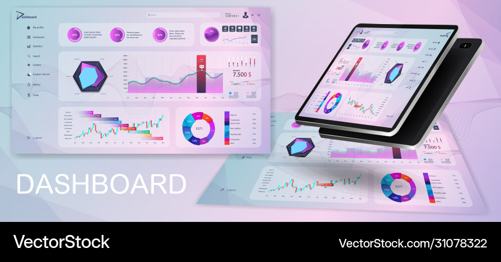 Dashboard ui ux kit Royalty Free Vector Image - VectorStock