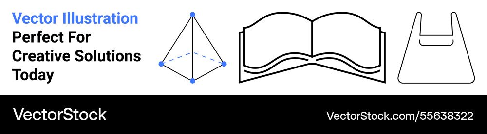 Geometric wireframe pyramid open book and simple Geometric wireframe pyramid open book and simple vector image