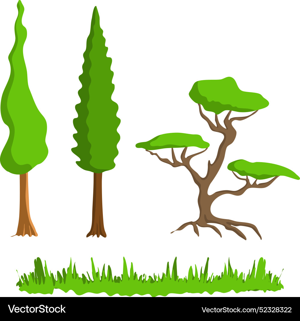 Graphic resource drawn trees of different Graphic resource drawn trees of different vector image