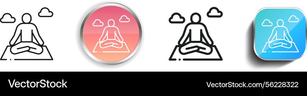 Meditation icon thin linear regular and button vector image