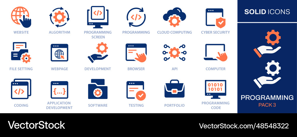 Programming Icon Set - Digital Tools vector image