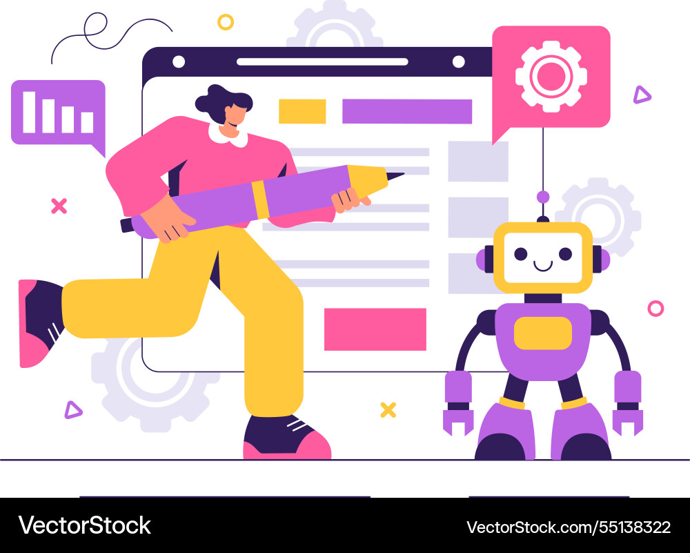 Robot programming featuring an artificial Robot programming featuring an artificial vector image