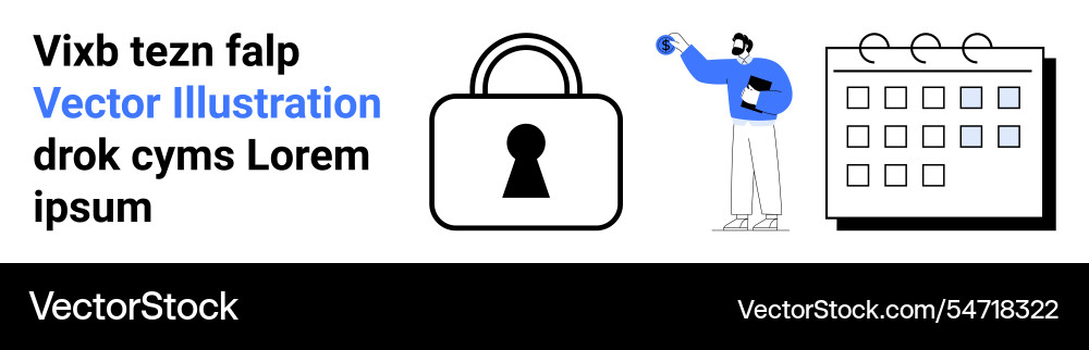 Secure planning concept with calendar and lock Secure planning concept with calendar and lock vector image