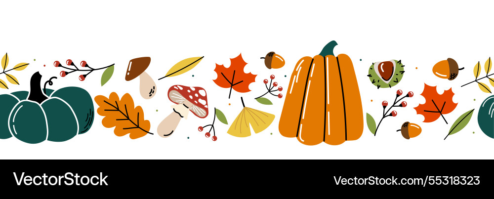 Autumn fall border pattern repeating design vector image