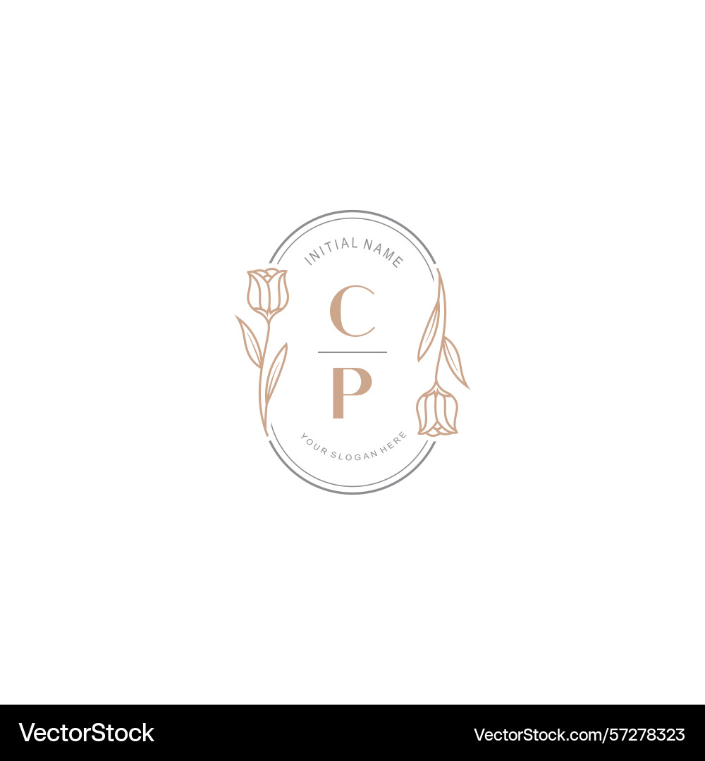 Botanical monogram logos with initial cp Botanical monogram logos with initial cp Vector Image