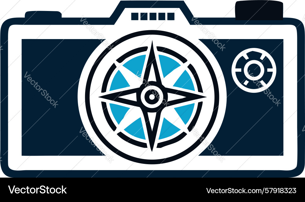 Camera with gear and compass symbol design Vector Image
