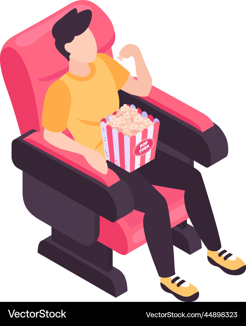 Cinema visitor isometric composition Royalty Free Vector
