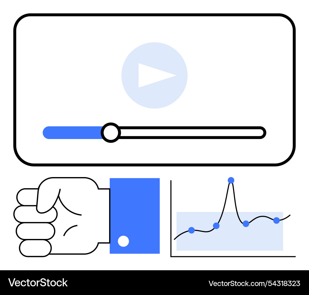 Digital media insights video playback and data vector image