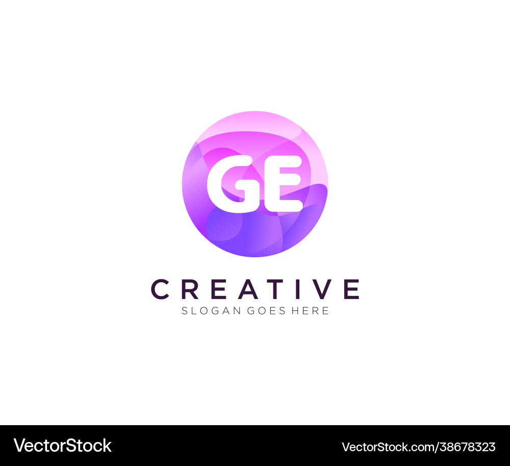 Ge initial logo with colorful circle template Vector Image
