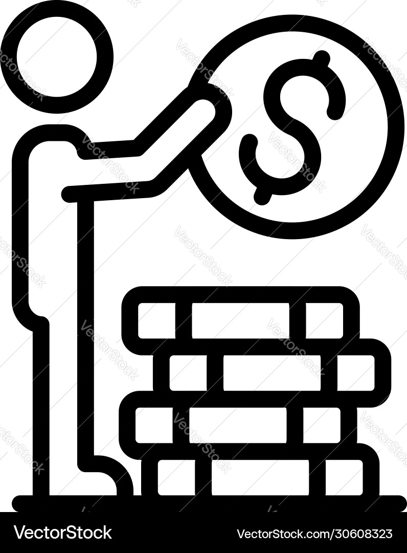 Take coin stack icon outline style Take coin stack icon outline style Vector Image