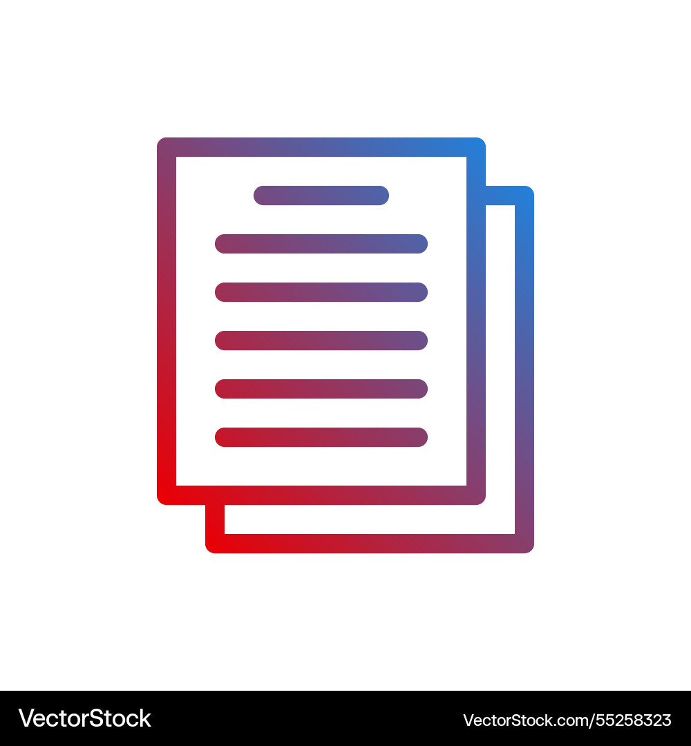 Two paper sheets with text in outline style icon vector image