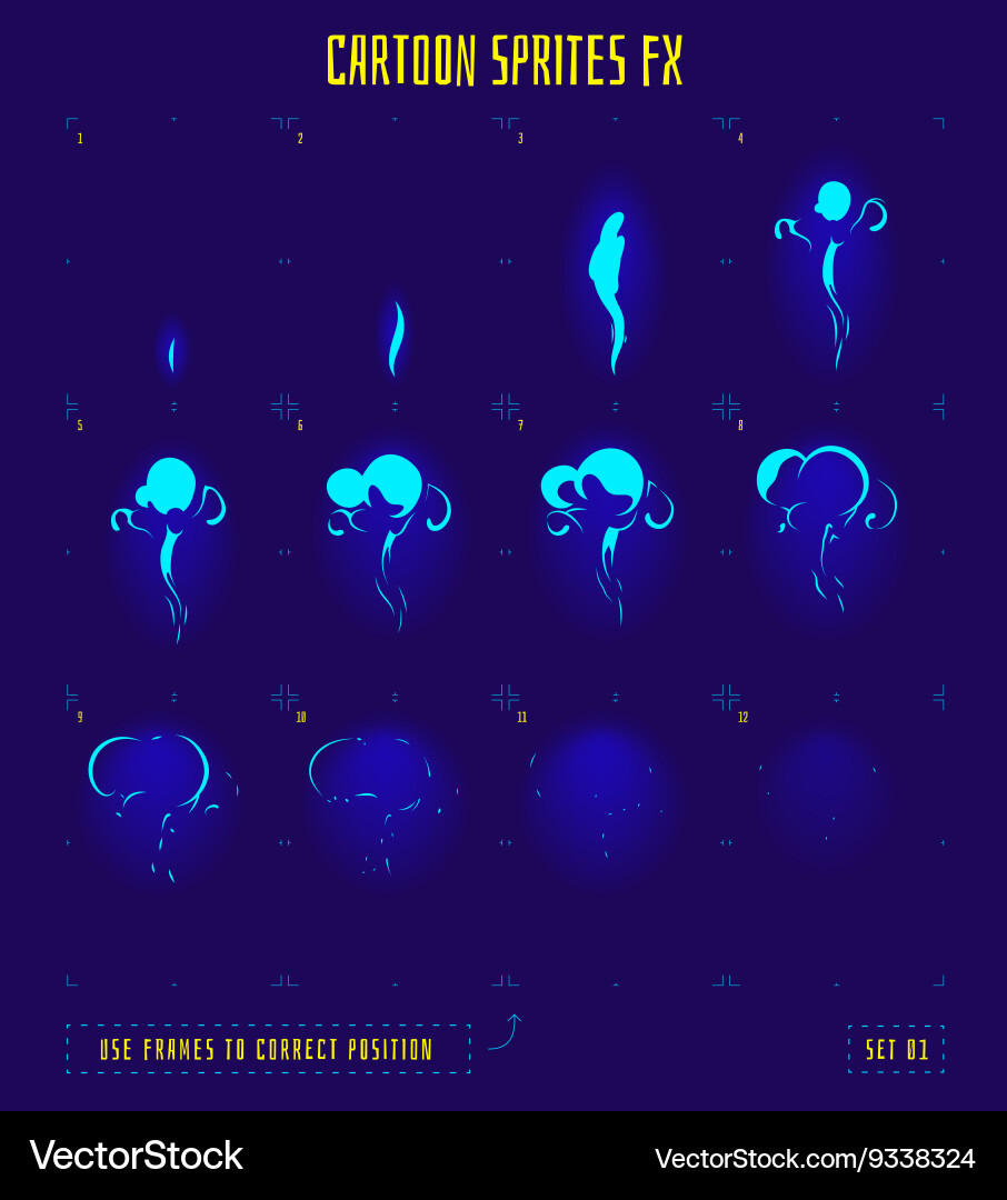 Animation frames or smoke sprites Royalty Free Vector Image