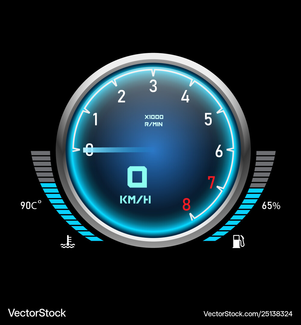 Car Speedometer & Tachometer Display Vector Image