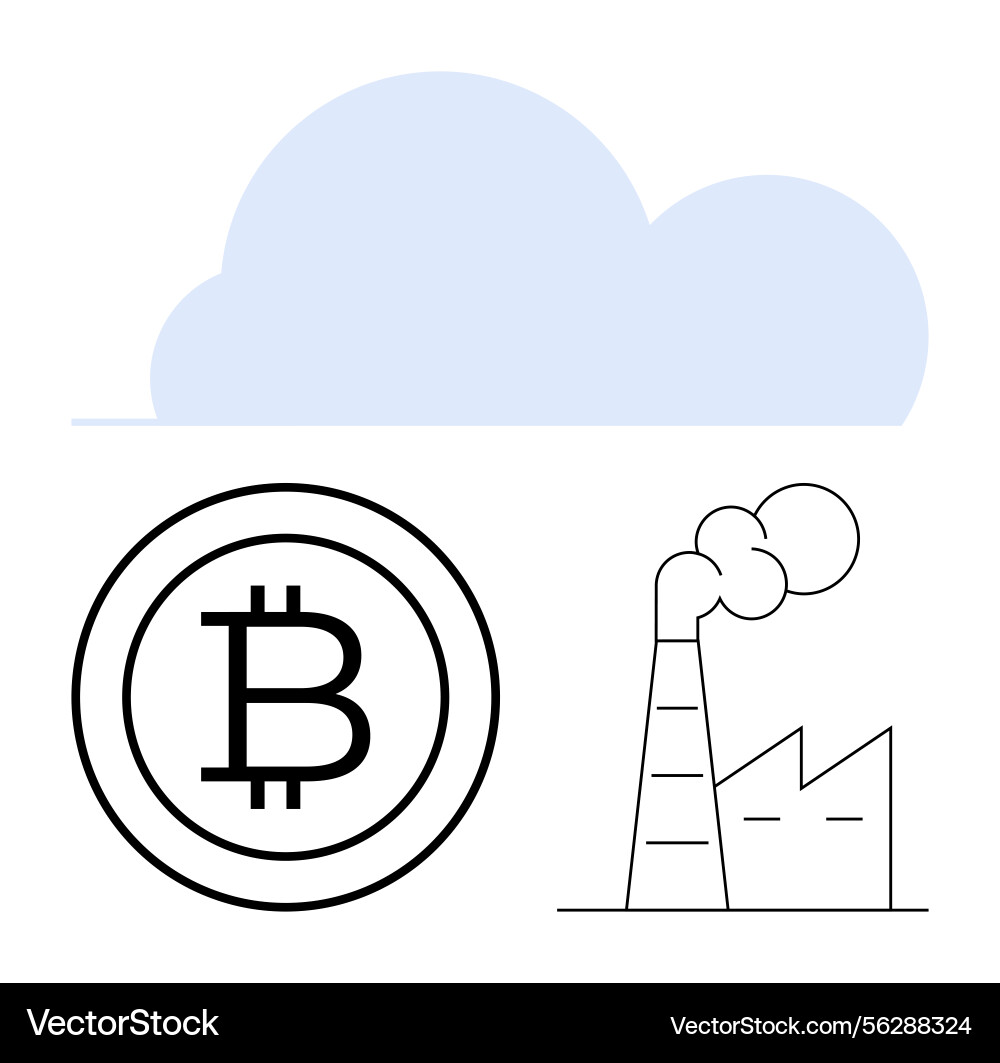 Cloud computing with bitcoin and industrial Cloud computing with bitcoin and industrial vector image